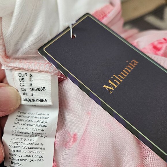 Womens Strapless Floral Milumia Maxi Dress Pink Roses Size S Elegant Wedding - Picture 10 of 11